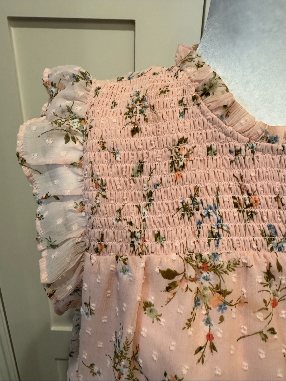 LOFT Blush Pink Floral Ruffle Neck Tank - Picture 3 of 5